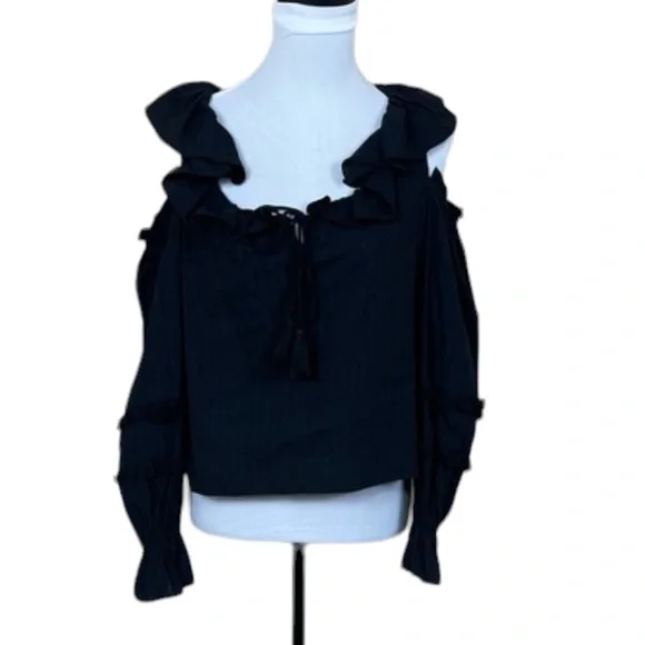NWT Rebecca Minkoff “Pippa” Cold Shoulder Ruffle Blouse - Picture 6 of 13